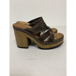 Vintage Y2K Platform Chunky Heel Shoes Brown Fashion Bug Womens Sz 10